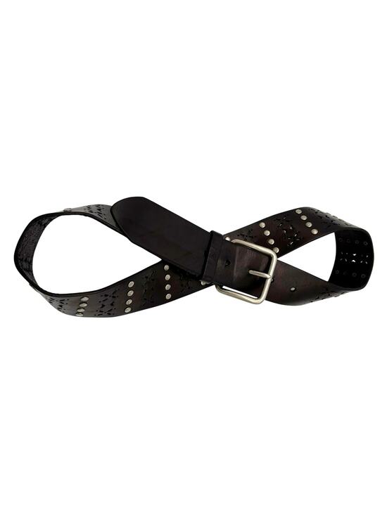 Calvin Klein CK Jeans Studded Laser-cut Leather Belt Brown Size M Western Boho